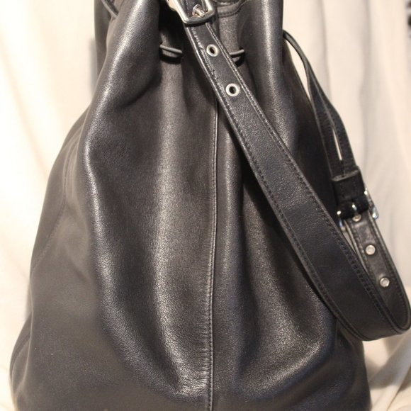COACH The Sling Drawstring Bucket Black Leather Vintage! 9166 - Picture 3 of 8